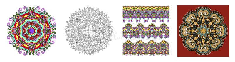 Sömlösa dekorativa blom- band i indisk kalamkaristil royaltyfri illustrationer Sömlösa dekorativa blom- band i indisk kalamkaristil royaltyfri illustrationer