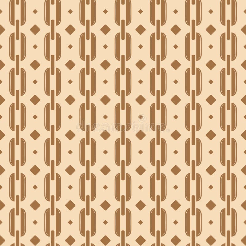 Sömlöst abstrakt kedjemönster på beige. Bakgrund med bruna rhomber royaltyfri illustrationer