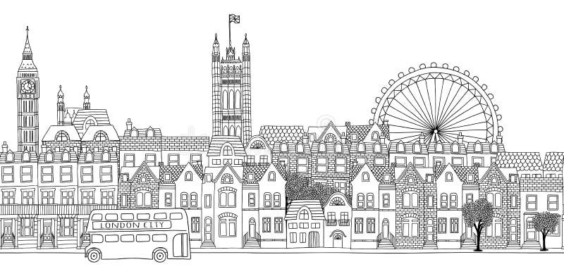 Sömlöst baner av London horisont royaltyfri illustrationer Sömlöst baner av London horisont royaltyfri illustrationer
