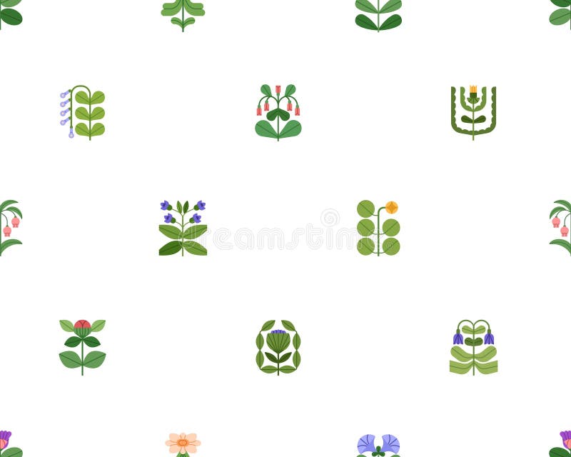 Sömlöst flormönster. Modern botanisk bakgrund med upprepad utskrift med blomplantförgreningar. Ändlös texturdesign stock illustrationer