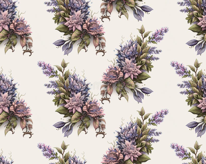 Sömlöst mönster av klassisk flordesign. lyxpapper. generativ ai.
