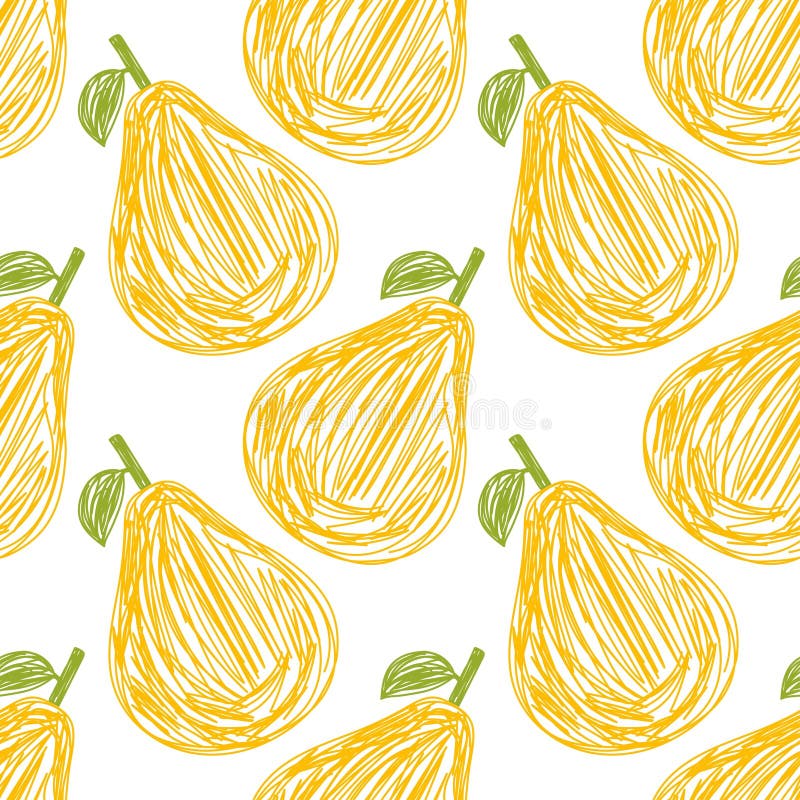 Sömlöst mönster för päronfrukt. Foderbild. Naturlig bakgrund vektor illustrationer
