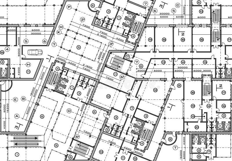 Sömlöst plan av byggnadsritningen Bästa sikt av arkitektonisk bakgrund för vektor royaltyfri illustrationer
