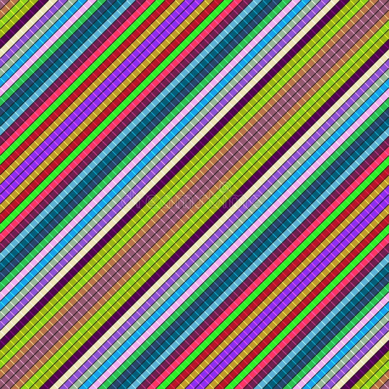 Sömlöst regnbågsmönster med färgade diagonala band. royaltyfri illustrationer