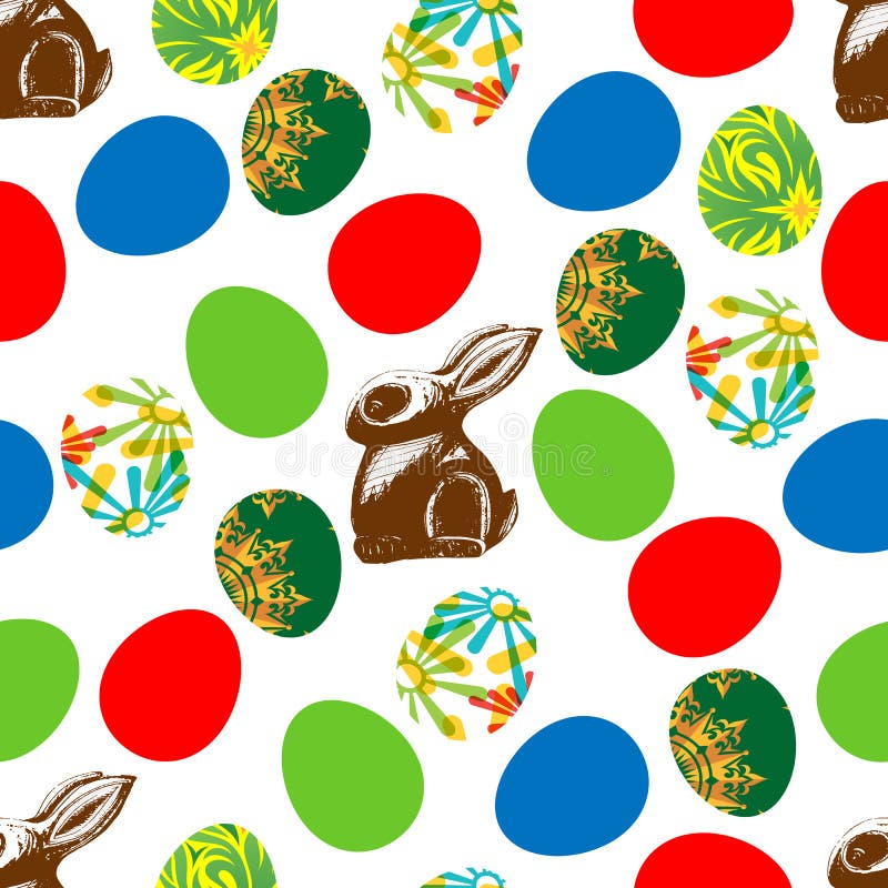 Sömlöst tryck av den chokladharen och påsken stock illustrationer Sömlöst tryck av den chokladharen och påsken stock illustrationer