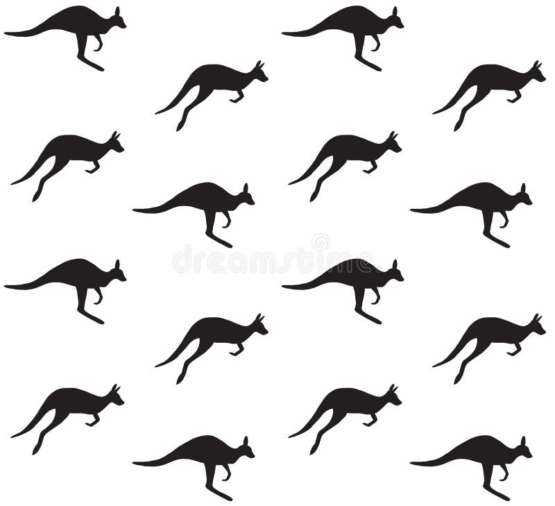 Sömlöst vektormönster med kängurosilhuett stock illustrationer Sömlöst vektormönster med kängurosilhuett stock illustrationer