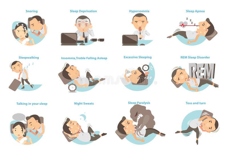 Man with sleep problems. Vector illustration. Man with sleep problems. Vector illustration