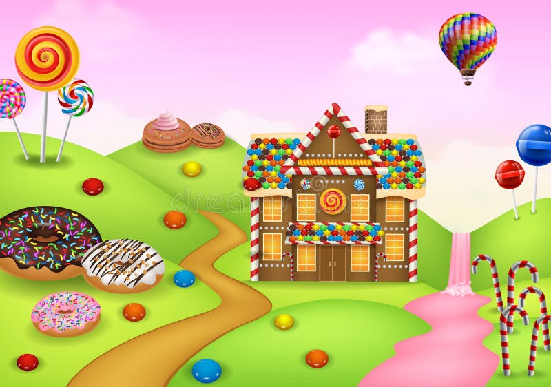 Söt candyland för fantasi vektor illustrationer Söt candyland för fantasi vektor illustrationer