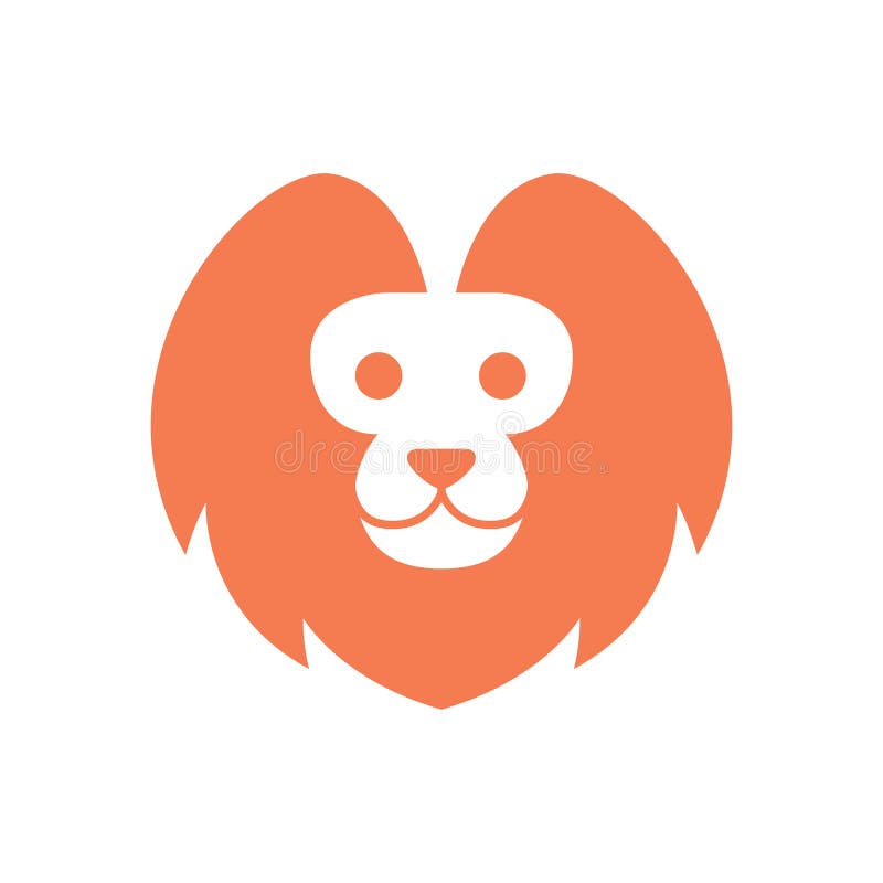 Söt lejonhuvud logotyp design tecknad platt vektor.