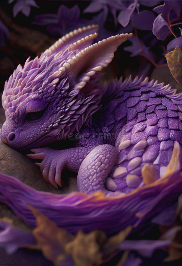 Söt, söt, lila babydrake vektor illustrationer