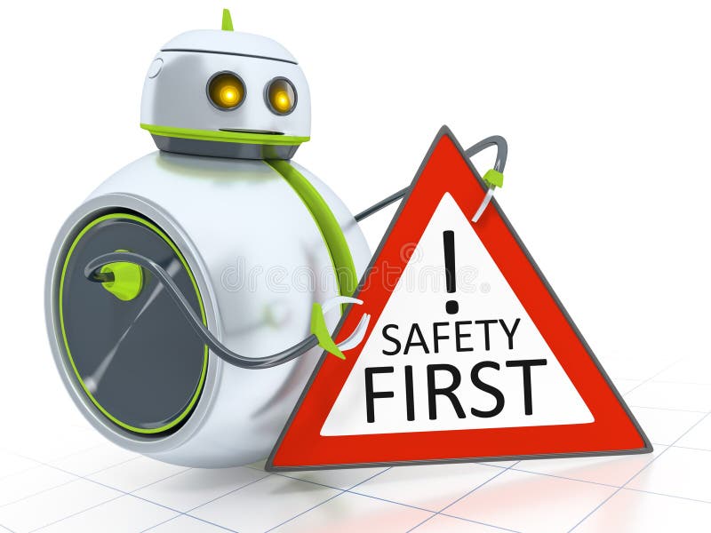 Söt liten robotsäkerhet första stock illustrationer