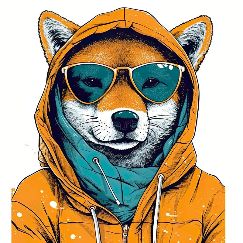 Söt shiba inu dog ai generativ illustration stock illustrationer