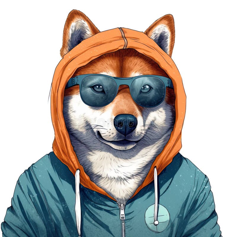 Söt shiba inu dog ai generativ illustration royaltyfri illustrationer