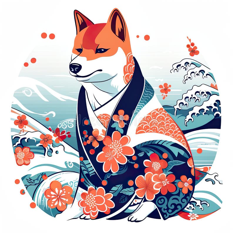 Söt shiba inu dog ai generativ illustration royaltyfri illustrationer