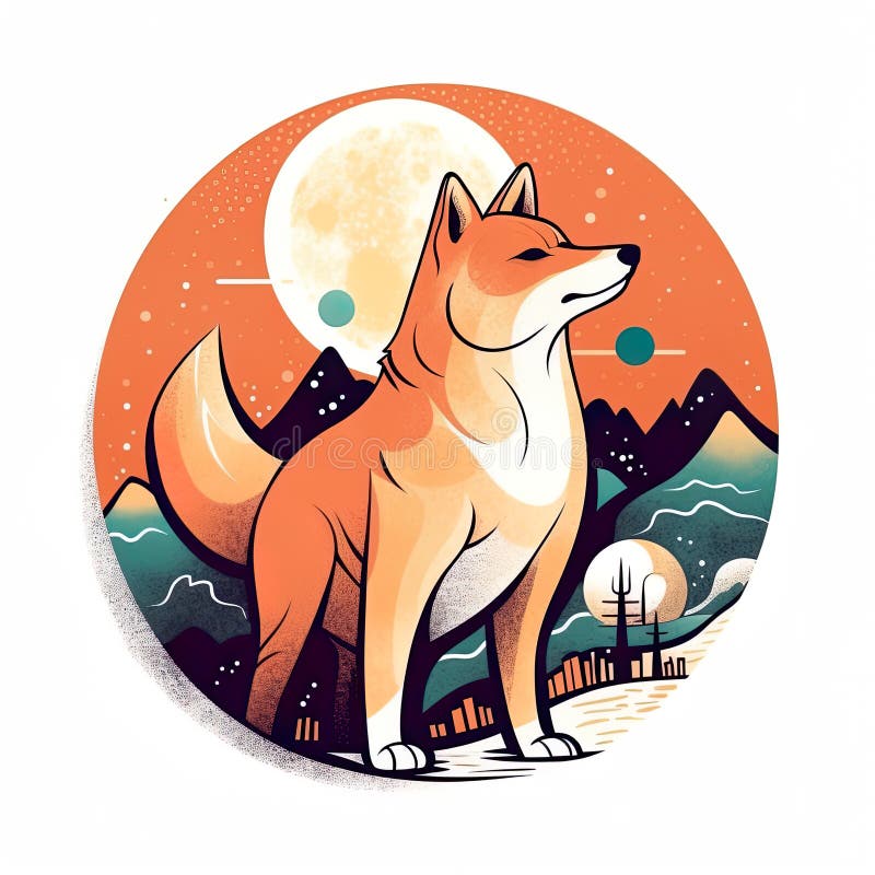 Söt shiba inu dog ai generativ illustration stock illustrationer
