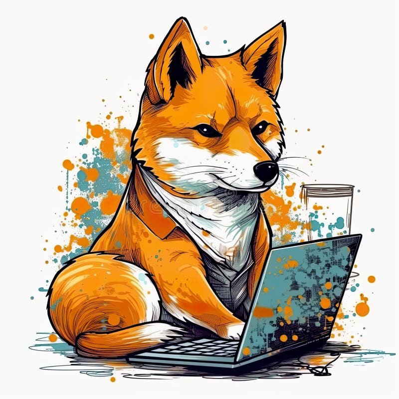 Söt shiba inu dog ai generativ illustration vektor illustrationer