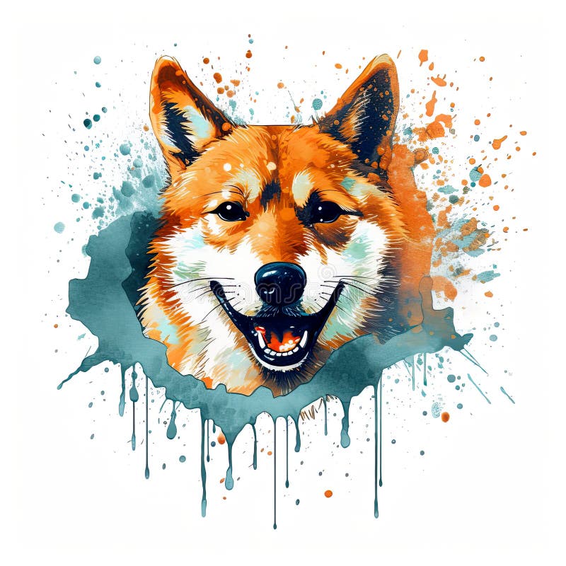 Söt shiba inu dog ai generativ illustration stock illustrationer