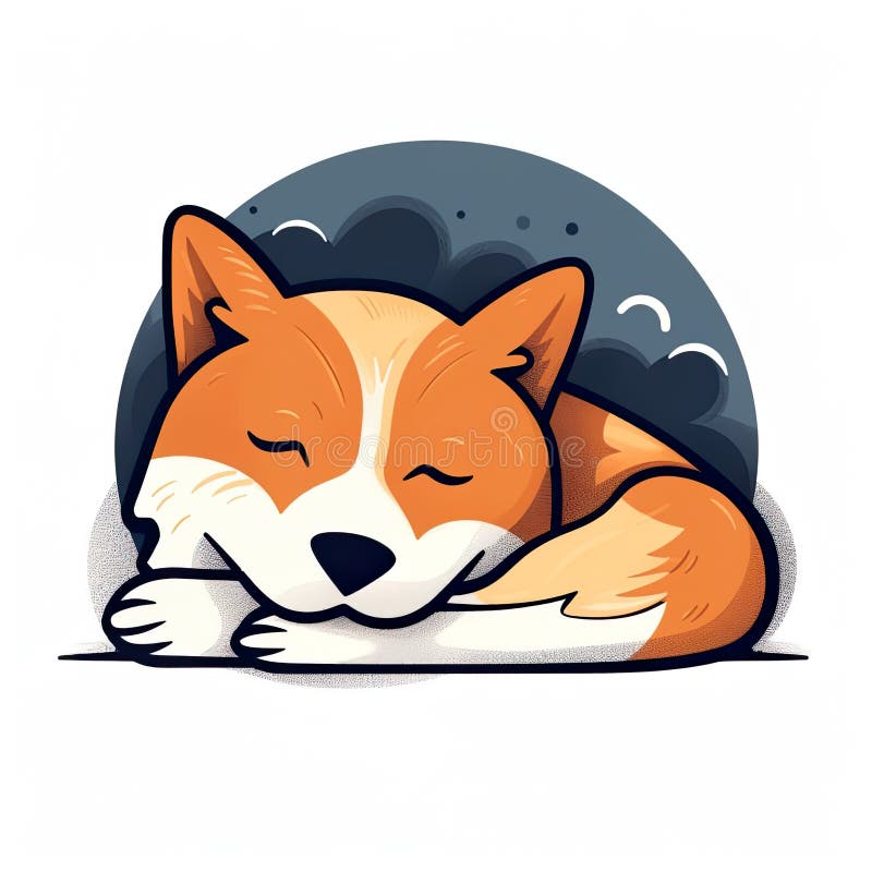 Söt shiba inu-hund som sover ai generativ illustration stock illustrationer