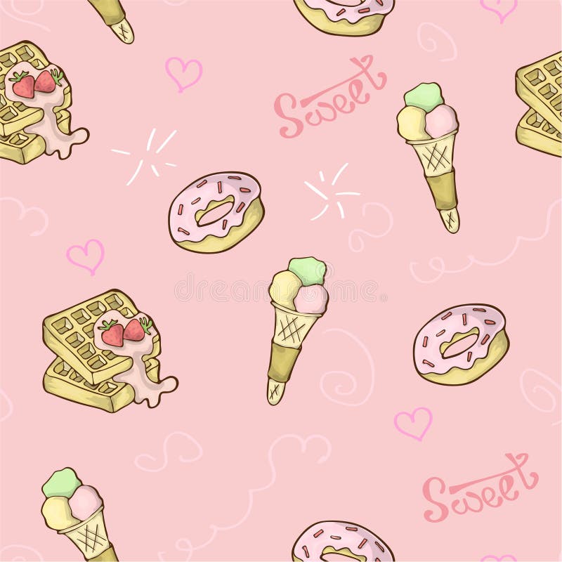 Söt sömlös matmodell royaltyfri illustrationer Söt sömlös matmodell royaltyfri illustrationer
