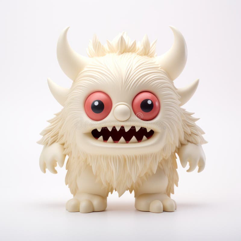 Söt vit monstervinylleksak med utmärkande todd schorformat design stock illustrationer