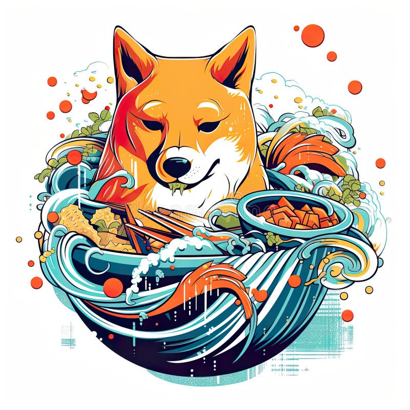 Söta néba inu dog ai generativ illustration vektor illustrationer