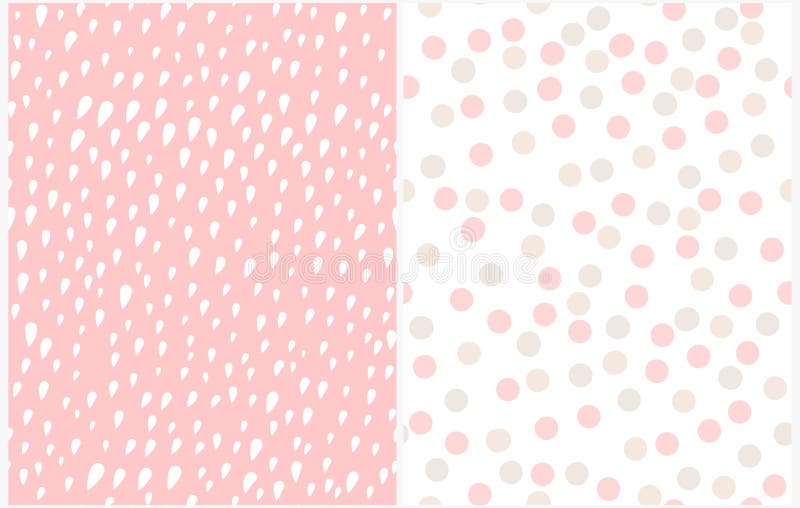 Söta rosa handritade abstrakta, oregelbundna geometriska vektormönster. stock illustrationer