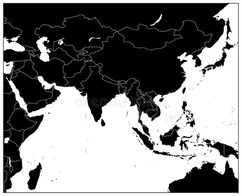 Südasien-Karten-Schwarz-Farbe