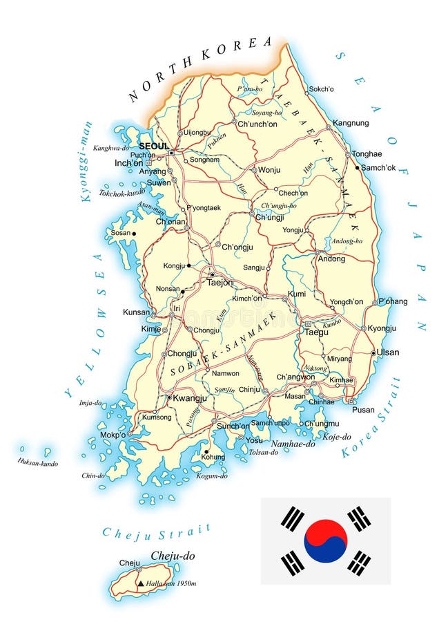 Südkorea - ausführliche topographische Karte - Illustration lizenzfreie abbildung Südkorea - ausführliche topographische Karte - Illustration lizenzfreie abbildung