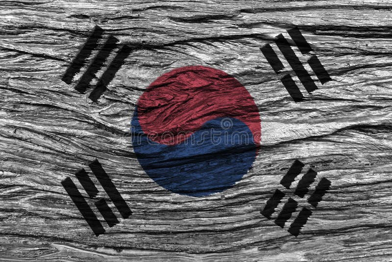Südkorea-Flagge mit hohem Detail des alten hölzernen Hintergrundes vektor abbildung Südkorea-Flagge mit hohem Detail des alten hölzernen Hintergrundes vektor abbildung