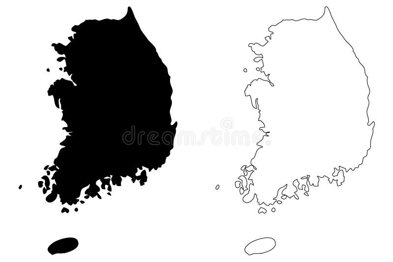 South Korea map vector illustration, scribble sketch Republic of Korea, ROK. South Korea map vector illustration, scribble sketch Republic of Korea, ROK