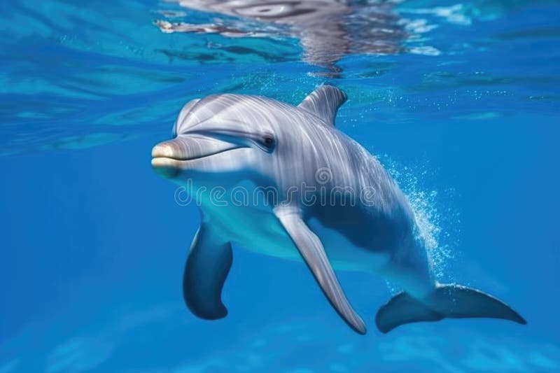 Süße Delphin unter Wasser. ai generativ vektor abbildung