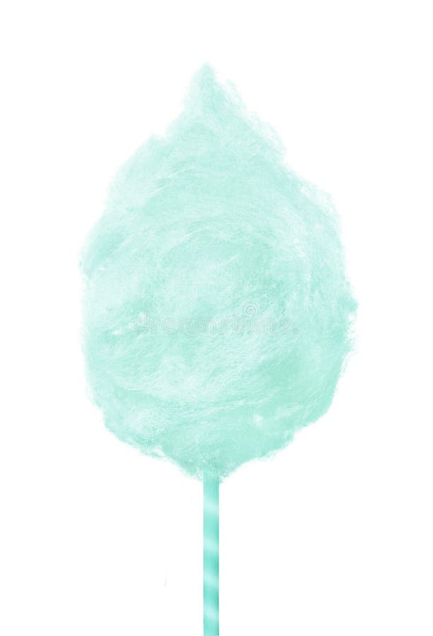 Süße grüne Zuckerwatte lokalisiert auf weißem Hintergrund
