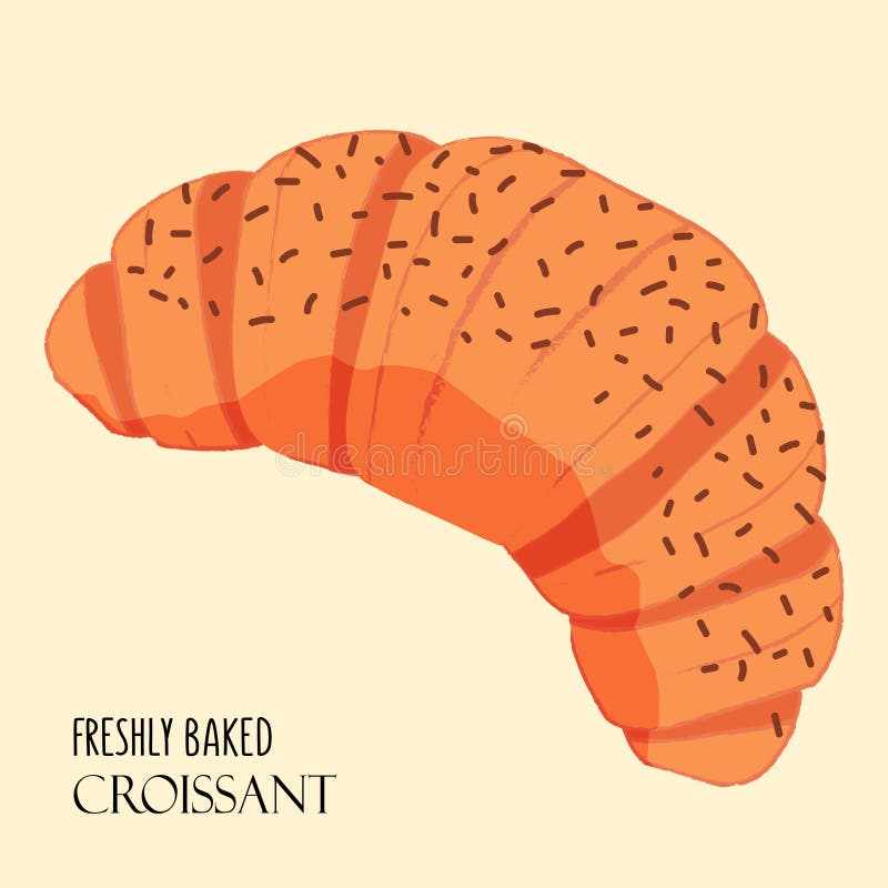 Süße und köstliche, frisch gebackene Croissant mit Schokoladentropfen stock abbildung