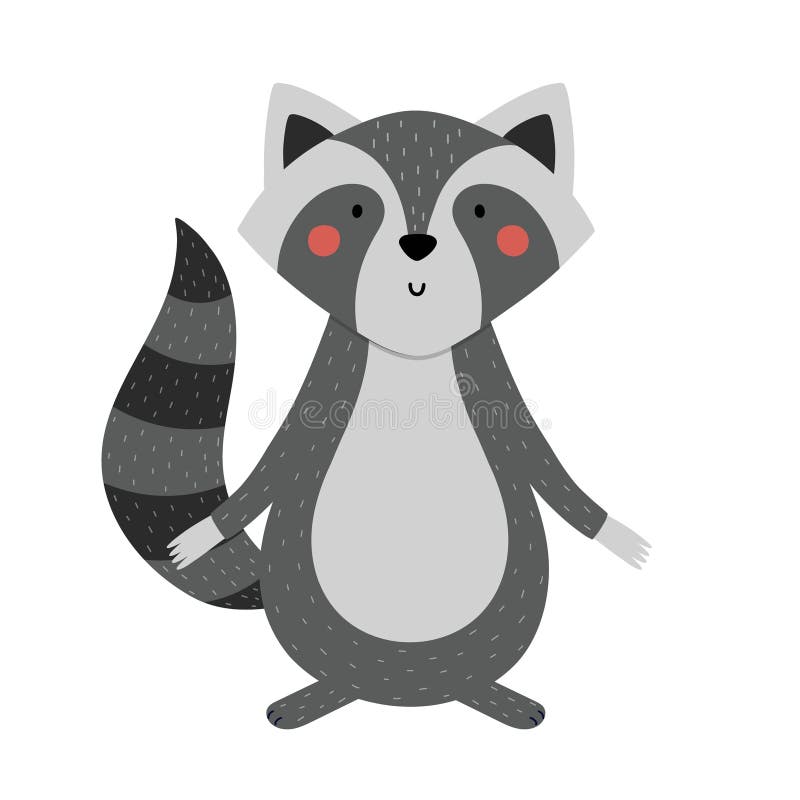 Süßes Raccoon-Tier im Cartoon-Stil. Waldcharakter für Kinderdesign stock abbildung