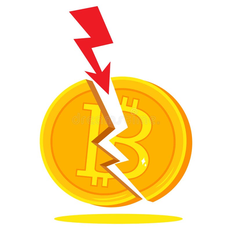 Săgeată roșie bitcoin-ul rupt stock illustration