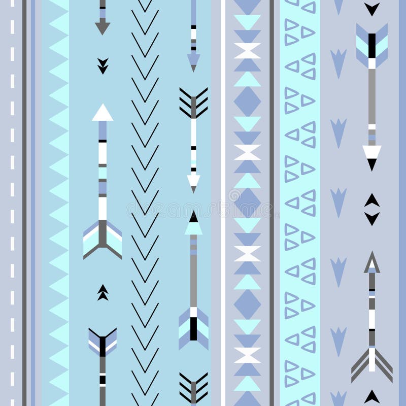 Săgeți tribale cu model fără sudură. tipărire geometrică etnică vector illustration