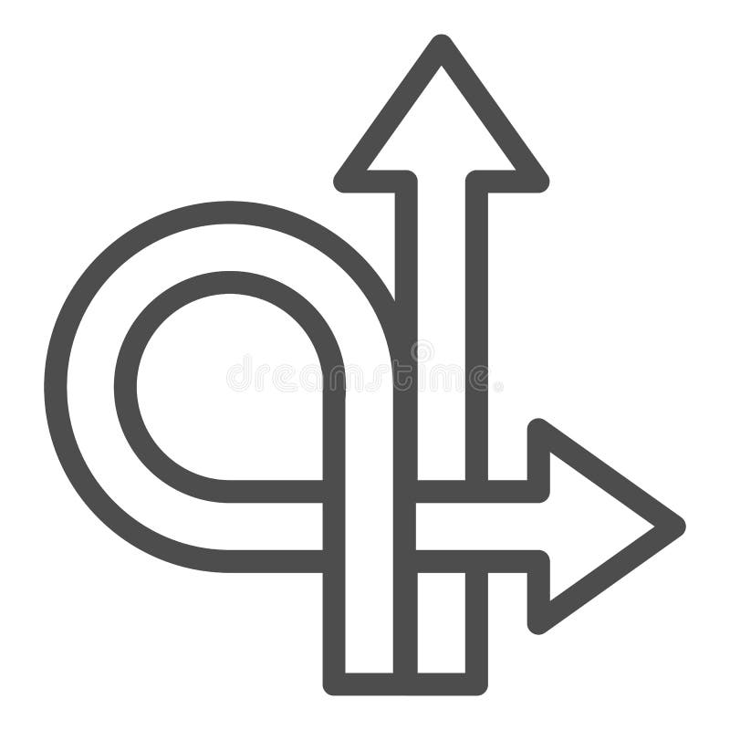 Săgețile în linie dreaptă și indicativul de contur pentru linia din spate al semnalului pentru fundal alb, mergeți în linie dreapt vector illustration