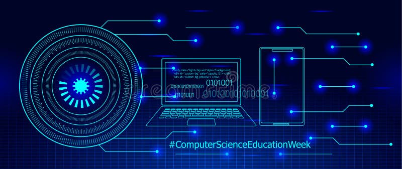 Săptămâna informatică a educației este sărbătorită în Statele Unite în a doua săptămână din decembrie. ora conceptului de vector d stock illustration