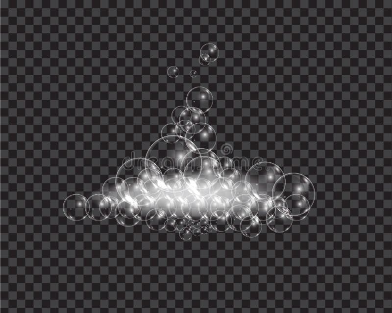 Săpun de spumă de baie cu bule izolate cu ilustrare vectorială izolată pe fond transparent. șampon și spumă de săpun vector illustration