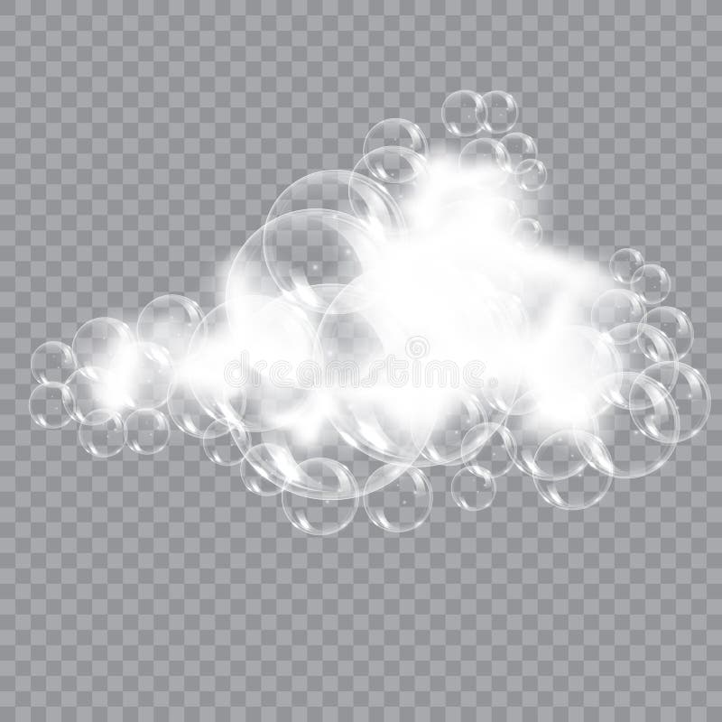 Săpun de spumă de baie cu bule izolate cu ilustrare vectorială izolată pe fond transparent. șampon și spumă de săpun stock illustration