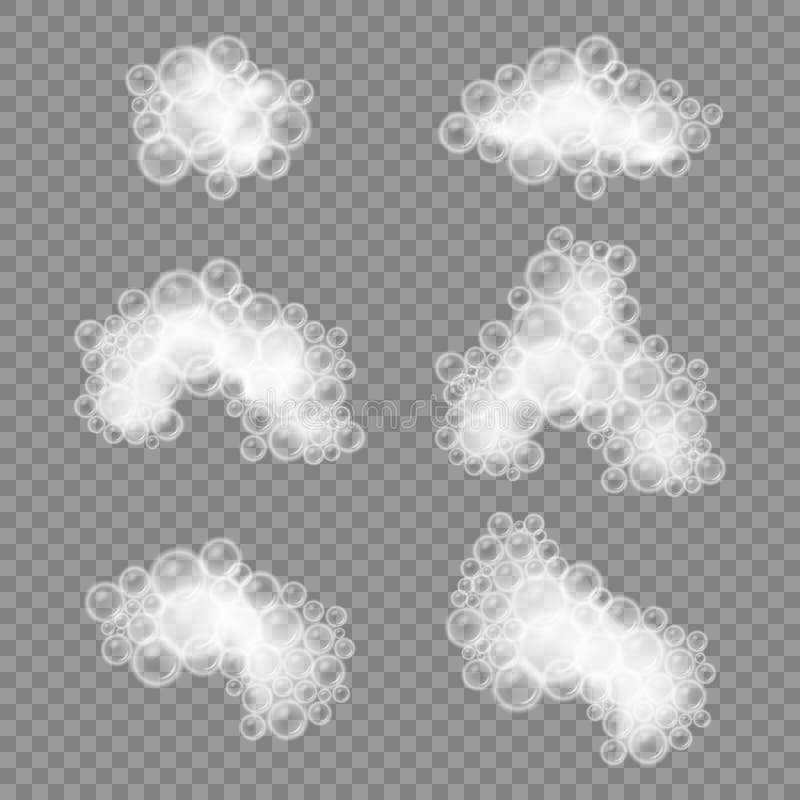 Săpun din spumă de baie cu bule izolate pe fond transparent. ilustrare vectorială stock illustration