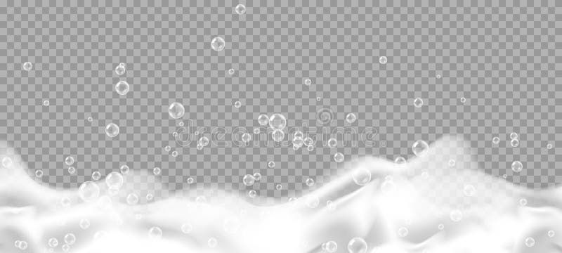 Săpun din spumă de baie cu bule izolate pe fond transparent. stock illustration