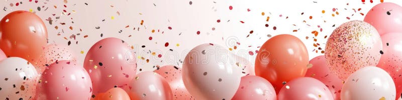 Sărbătorire elegantă a zilei de naștere cu baloane de lux și confetti festive royalty free stock photo