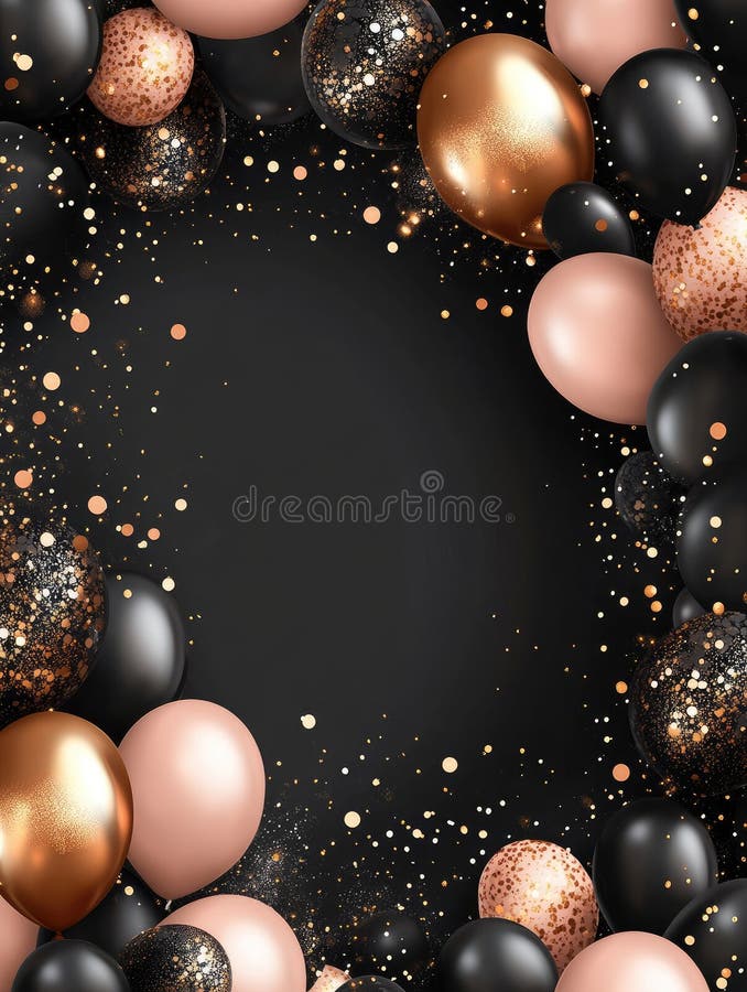 Sărbătorire elegantă a zilei de naștere cu baloane de lux și design confetti pentru invitații royalty free stock photo