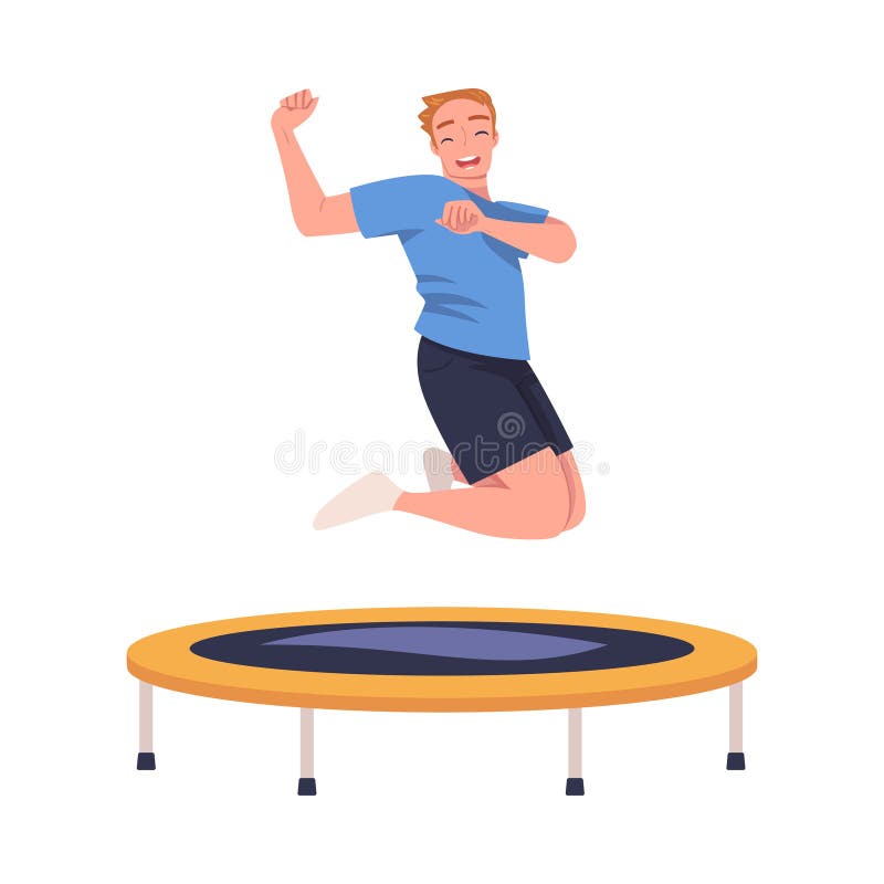 Săritura și saltul de caracter veselă pe trambulină Implicată în Ilustrarea Vectorului Activității Recreative stock illustration