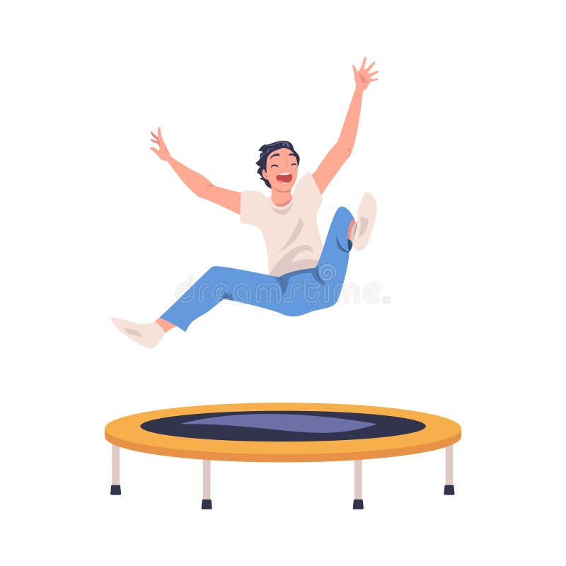 Săritura și saltul de caracter veselă pe trambulină Implicată în Ilustrarea Vectorului Activității Recreative royalty free illustration