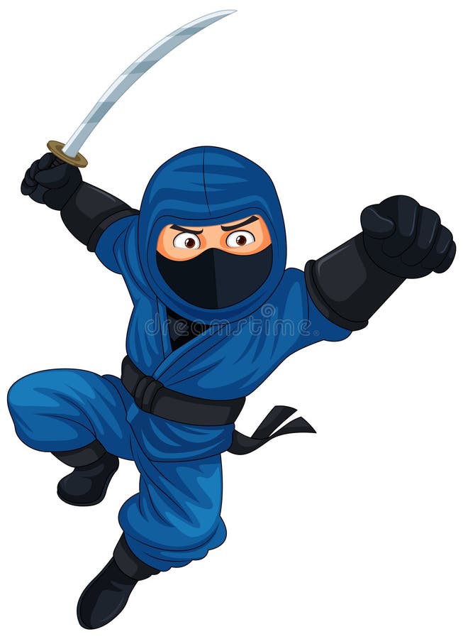 Sărituri ninja și sabie de marcă vector illustration