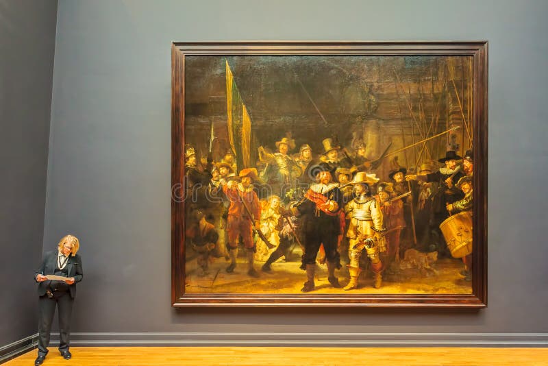 Sławny obraz nocy zegarek Rembrandt przy Rijksmuseum obraz stock Sławny obraz nocy zegarek Rembrandt przy Rijksmuseum obraz stock