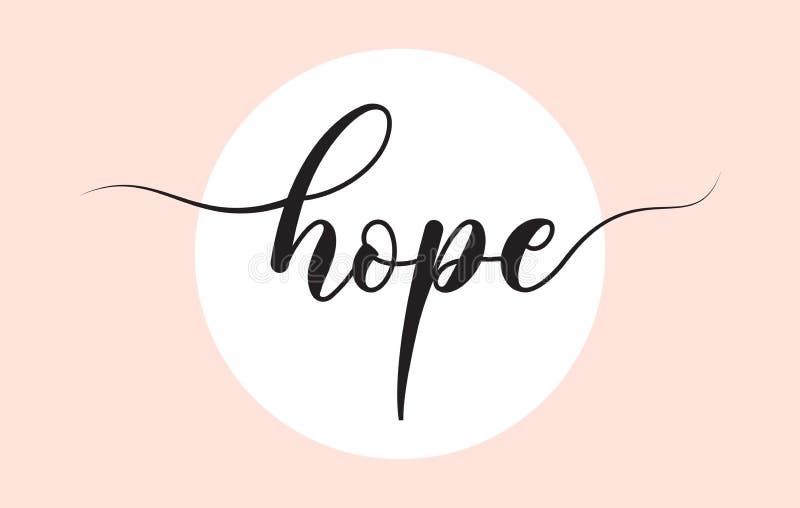 Słowo nadziei napisane ręcznie przy użyciu niestandardowego kaligrafii. kreatywne słowo dla logo ikona logo karty pocztowej z kolo
