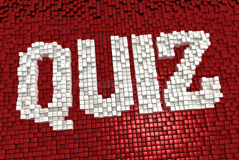 Słowo quiz robić sześciany w mozaika wzorze i piksel projektujemy royalty ilustracja Słowo quiz robić sześciany w mozaika wzorze i piksel projektujemy royalty ilustracja